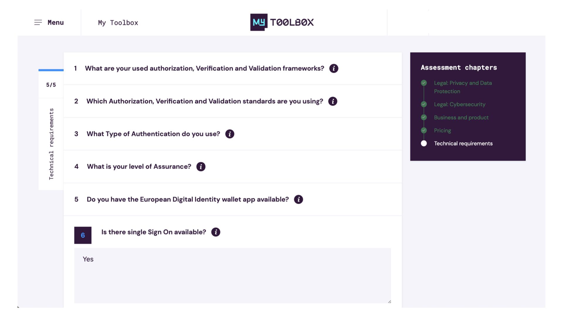 The assessment in the Digital Toolbox